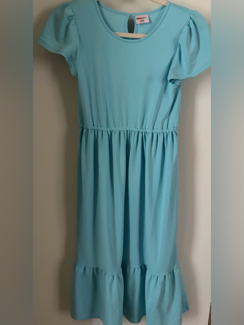 Girls Light Blue Tiered Midi Dress